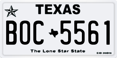 TX license plate BOC5561