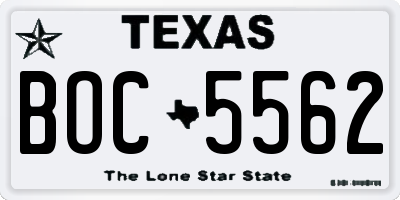 TX license plate BOC5562