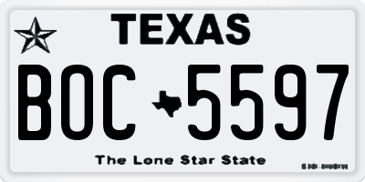 TX license plate BOC5597