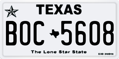 TX license plate BOC5608