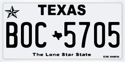 TX license plate BOC5705