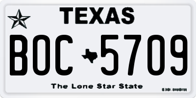 TX license plate BOC5709