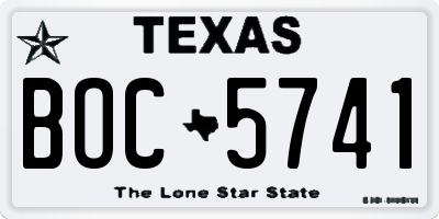 TX license plate BOC5741