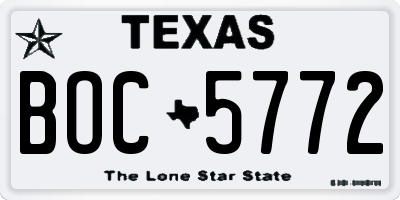 TX license plate BOC5772