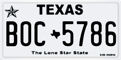 TX license plate BOC5786