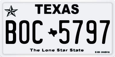 TX license plate BOC5797