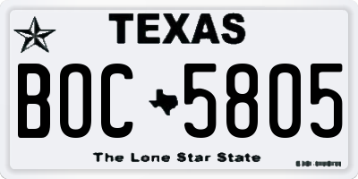 TX license plate BOC5805