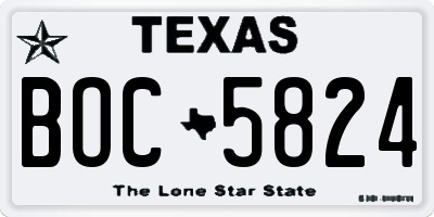TX license plate BOC5824