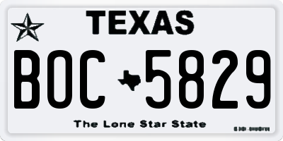 TX license plate BOC5829