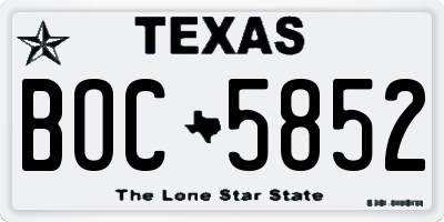 TX license plate BOC5852