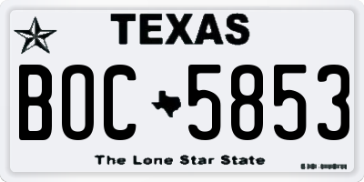 TX license plate BOC5853