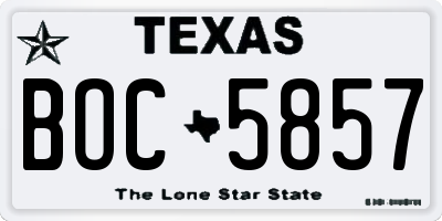 TX license plate BOC5857