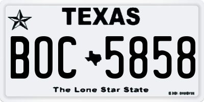 TX license plate BOC5858