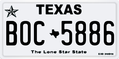 TX license plate BOC5886