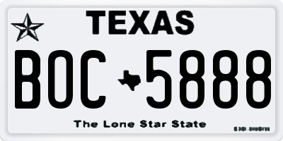 TX license plate BOC5888