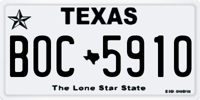 TX license plate BOC5910