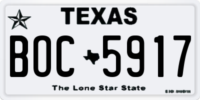 TX license plate BOC5917