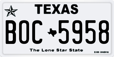 TX license plate BOC5958