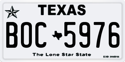 TX license plate BOC5976