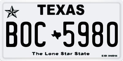TX license plate BOC5980
