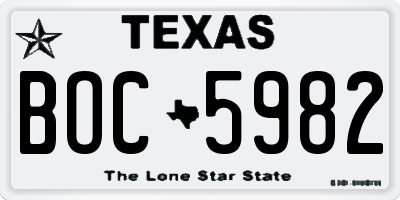 TX license plate BOC5982