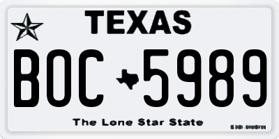 TX license plate BOC5989