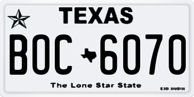 TX license plate BOC6070