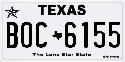 TX license plate BOC6155