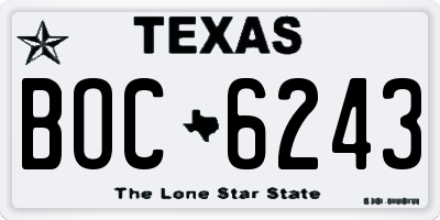 TX license plate BOC6243