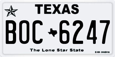 TX license plate BOC6247