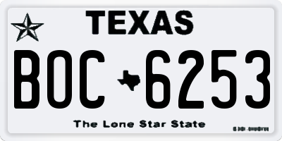 TX license plate BOC6253