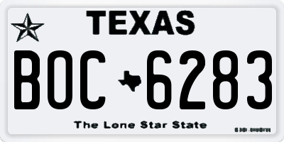TX license plate BOC6283