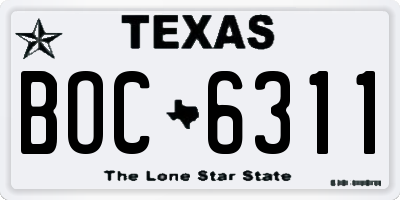 TX license plate BOC6311