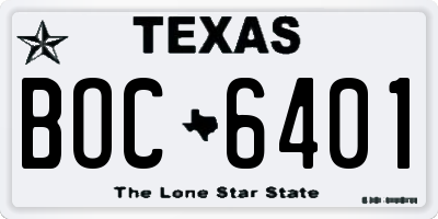 TX license plate BOC6401