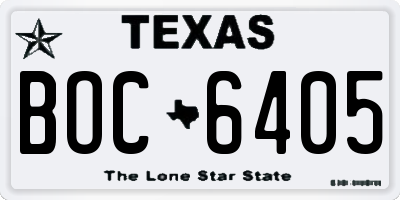 TX license plate BOC6405