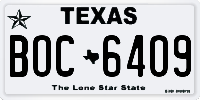 TX license plate BOC6409