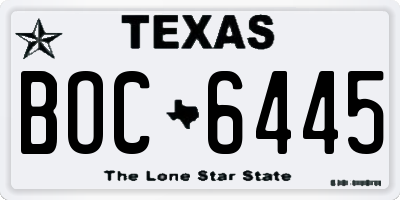 TX license plate BOC6445