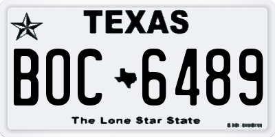 TX license plate BOC6489