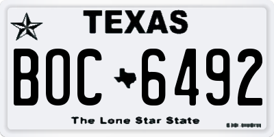 TX license plate BOC6492