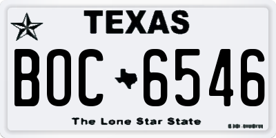 TX license plate BOC6546