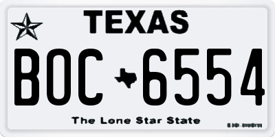 TX license plate BOC6554
