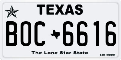 TX license plate BOC6616
