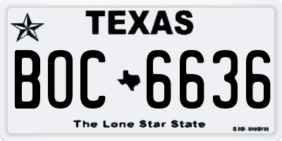 TX license plate BOC6636