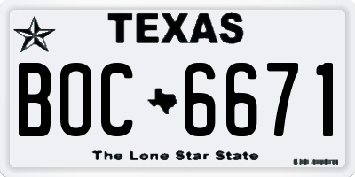 TX license plate BOC6671