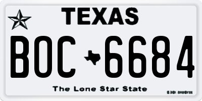 TX license plate BOC6684
