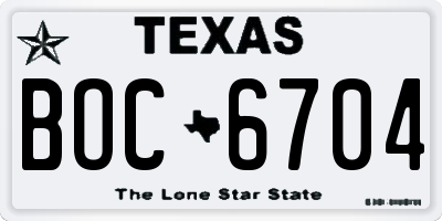 TX license plate BOC6704
