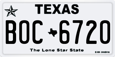 TX license plate BOC6720