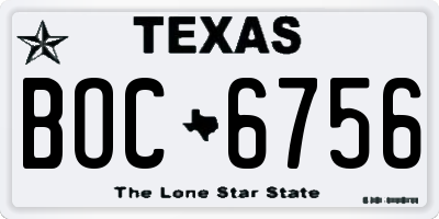 TX license plate BOC6756