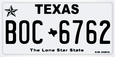 TX license plate BOC6762