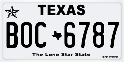 TX license plate BOC6787